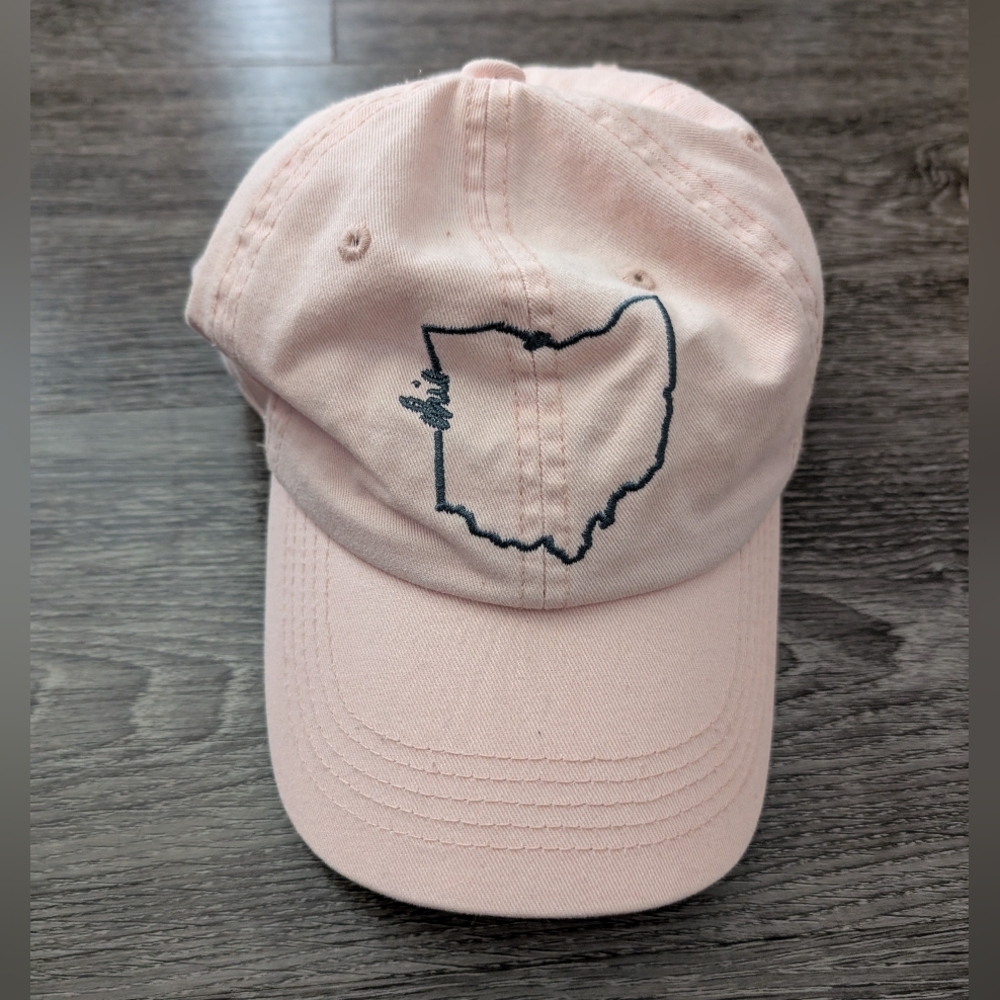 Pink Baseball Cap with Embroidered Ohio Outline